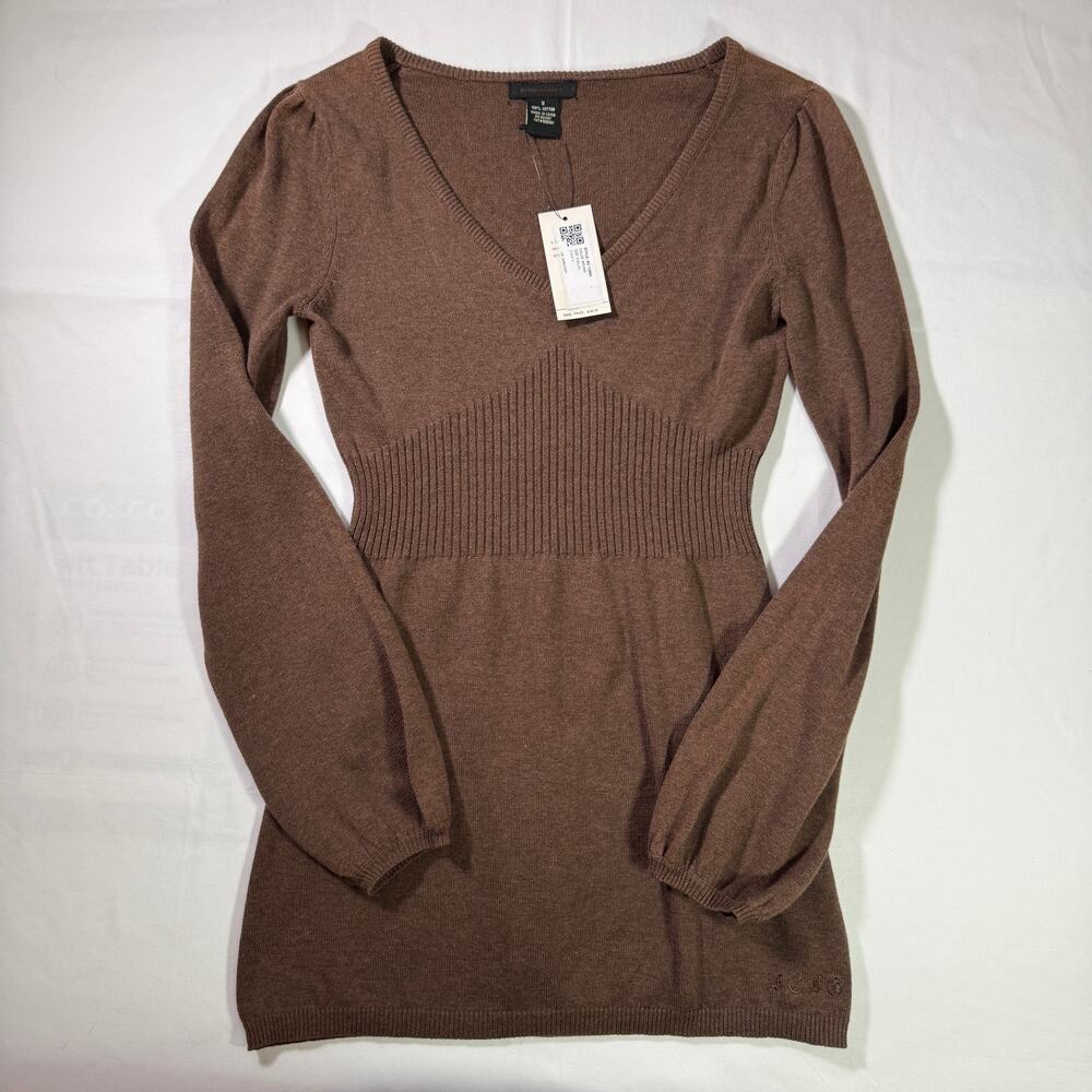 Deadstock BCBG Brown Babydoll Empire Waist Top Sz Small 100% Cotton